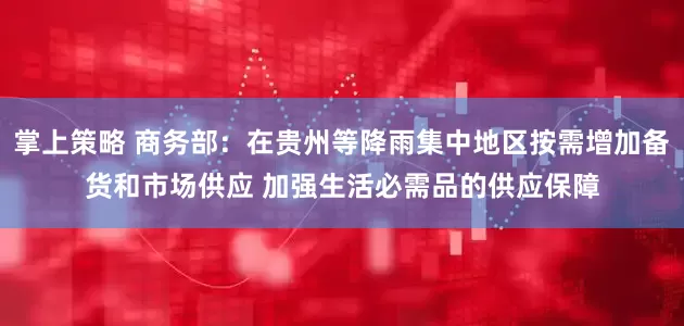 掌上策略 商务部：在贵州等降雨集中地区按需增加备货和市场供应 加强生活必需品的供应保障